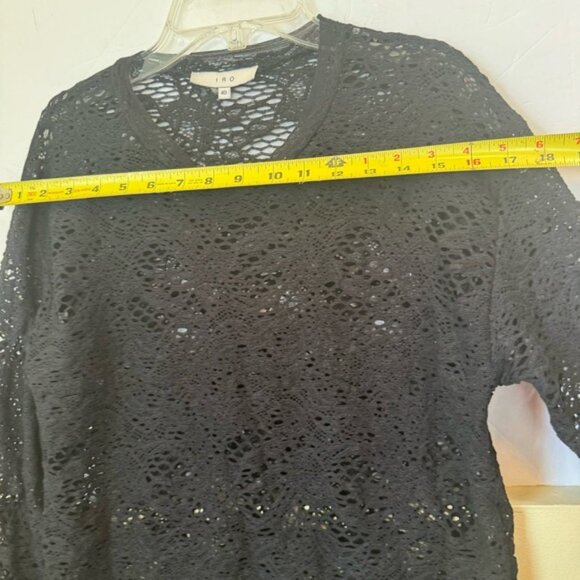 IRO Crochet Lace Cotton Blend Sweater Crew Neck Knit Long Sleeves Sheer Black 40 - Picture 14 of 16